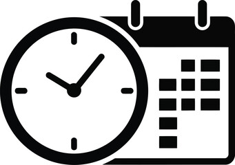 Clock and calendar icon set representing time management and scheduling appointments for business and productivity planning