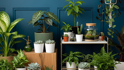 Indoor Plants on Shelf and Table