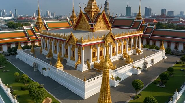 Aerial View of the Grand Palace in Bangkok Thailand a Timeless Landmark