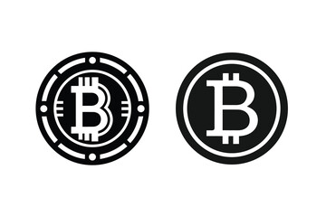 Obraz premium Bitcoin Cryptocurrency Symbol Silhouette Black Digital Currency Icon