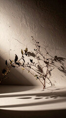Branch Shadow on White Surface. monochrome lifestyle