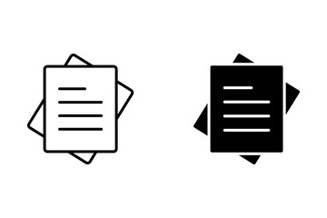 Set of two black and white document icons with page curl and tabbed corner designs.