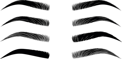 Collection of different eyebrow shapes and styles