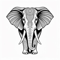 Intricately designed elephant with tribal patterns and ornaments