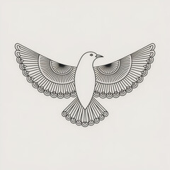 Elegant dove in flight with intricate line art wings