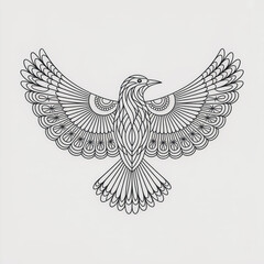 Intricate bird design with spread wings and elegant patterns