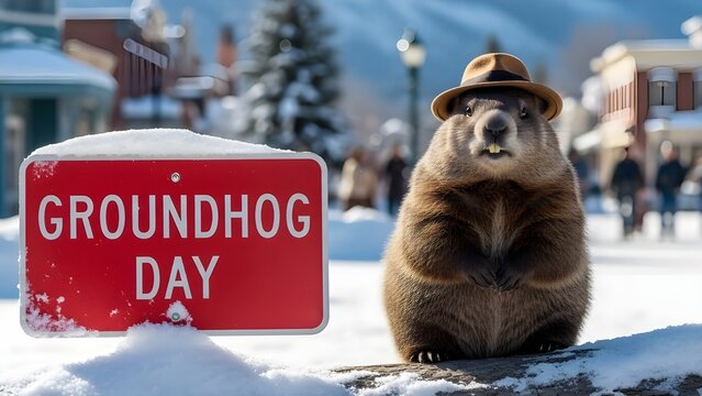Groundhog day celebration punxsutawney phil predicts spring on a snowy day
