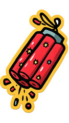 Chinese New Year Firecracker Pack Sticker Icon Hanging Bundle Vector