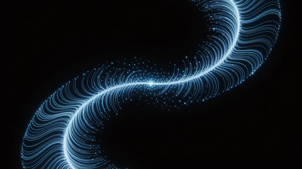 Stunning blue neon wave on black background for tech designs