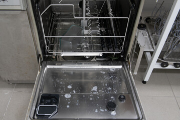 Close up inside automatic multipurpose washer machine of laboratory