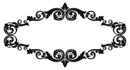 ornate black frame with swirling floral designs and detailed embellishments a striking silhouette © nhpvect02