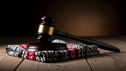 Presidents day celebration and american government gavel and sounding block on law books