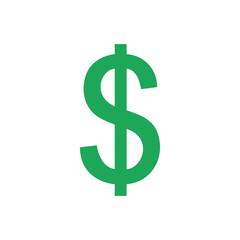 Obraz premium Green dollar sign icon silhouette isolated on white background. Dollar sign vector illustration design. American us Money symbol.