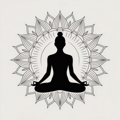 Serene yoga meditation with lotus flower background