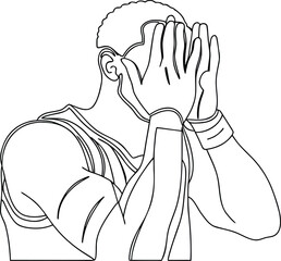 Simple Man Covering Face