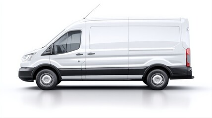 Blank White Delivery Van Mockup Isolated on White Background, Perfect for Branding or Advertising