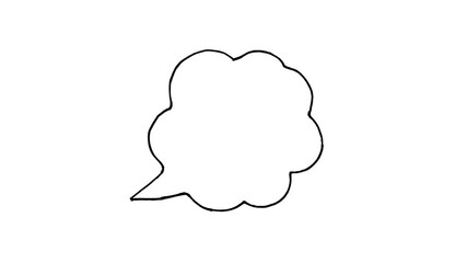 Hand-drawn black outline cloud speech bubble animation on white background, perfect for comic style dialogue, thinking processes, and creative video projects.
 - Powered by Adobe
