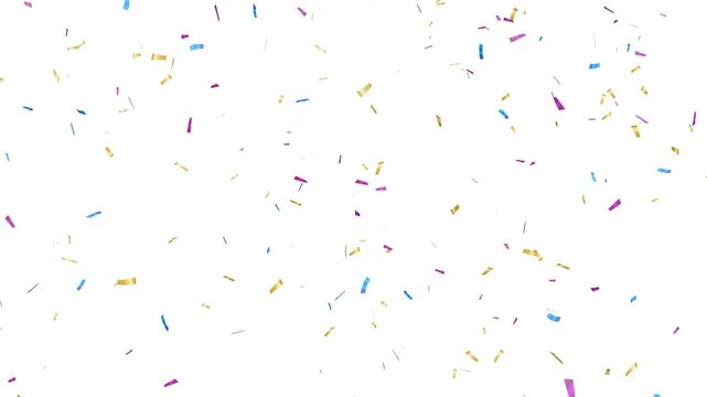Colorful confetti falling on transparent background with alpha channel. festive party confetti rain for celebration, loopable 4k.