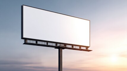 Obraz premium Blank Billboard Against Sky at Sunset, Mockup for Advertising Campaign, Commercial Space