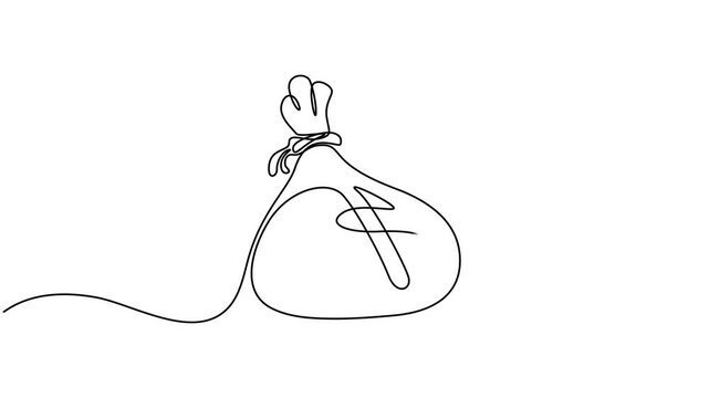 Money bag with euro sign continuous one line drawing animation, Full length animation High quality 4k video, Business symbol concept animated video. Animated technology logo. vector. Business loan.