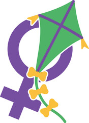 Women's Day Symbol with Colorful Kite Illustration for Empowerment and Celebration