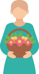 International Womens Day Illustration of Woman Holding Flower Basket for Celebration and Empowerment