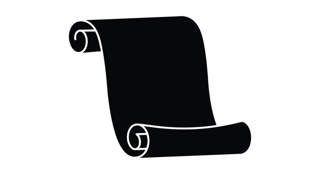 A striking black scroll design against a white background portrays an elegant classic silhouette