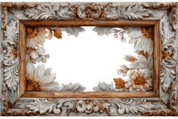 Intricate floral frame isolated on transparent background