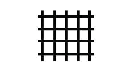 A simple grid pattern constructed with thick black lines showcasing a stark silhouette