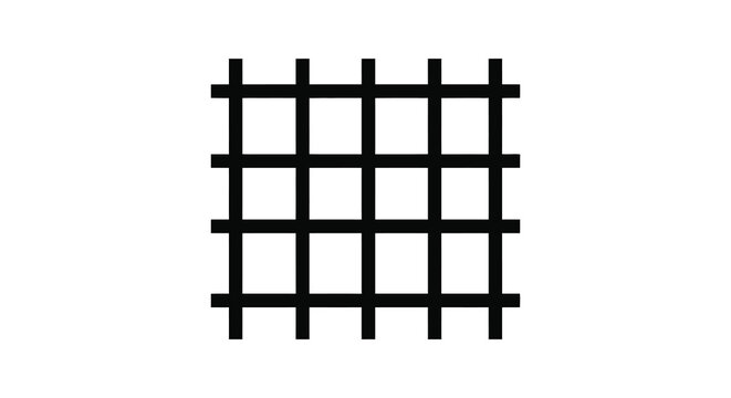 A simple grid pattern constructed with thick black lines showcasing a stark silhouette