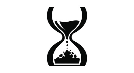 A striking black and white illustration of an hourglass with falling sand a beautiful silhouette © nhpvect02
