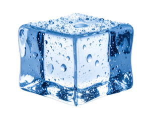 Close-Up Ice Cube on White Background, Minimalist Composition