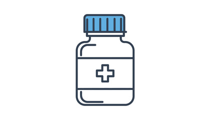 A simple illustration of a medicine bottle with a blue cap