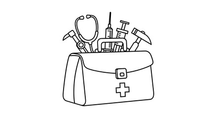 A medical bag filled with various healthcare tools and equipment