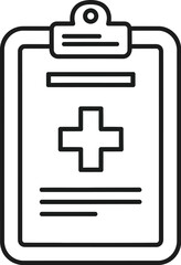 Obraz premium A simple medical clipboard icon with a cross on a white background