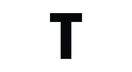 A stark depiction of the letter t in a bold black form a simple silhouette