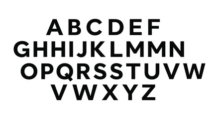 a complete display of uppercase letters in bold black font forming a distinctive silhouette © AL-AMIN