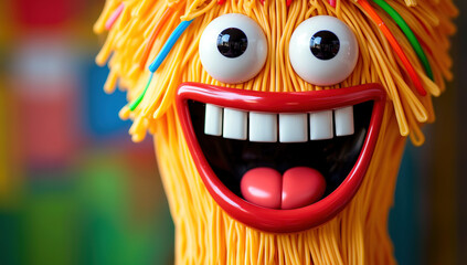 Obraz premium Colorful Spaghetti Monster with Big Smile and Playful Eyes