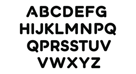 A bold display of the english alphabet in a striking black and white silhouette