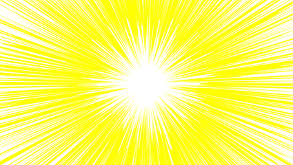 Abstract Bright yellow and orange sunburst vector illustration featuring sun rays and a glowing summer sunrise light beam design on a sunny sky backdrop