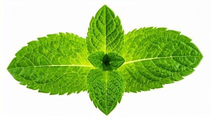 Fresh mint leaves arranged in a circular