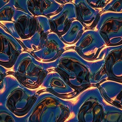 Abstract iridescent wavy surface with light reflections and dynamic movement