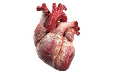 Detailed human heart isolated on transparent background