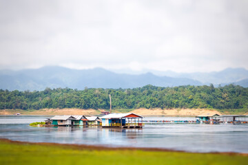 Water raft in the lake