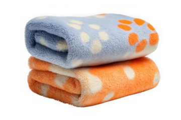 Stacked folded blankets isolated on transparent background