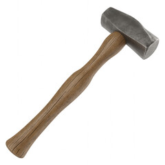 Rustic wooden handled sledgehammer with a metal head transparent background isolated on a transparent background
