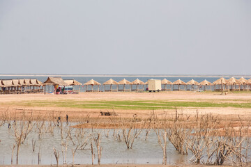 Small bamboo hut on the lake