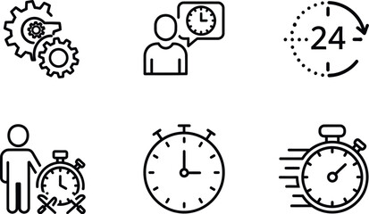 Time management icons representing efficiency and productivity