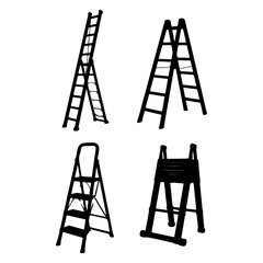 a set of silhouettes of a ladder vector