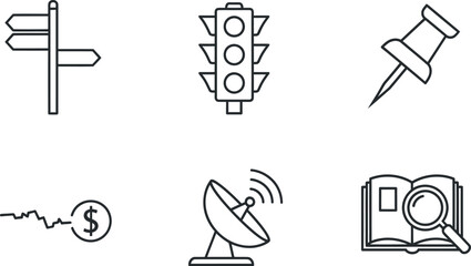 Collection of simple line icons for various uses